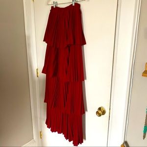 Tiered pleated wide leg pants